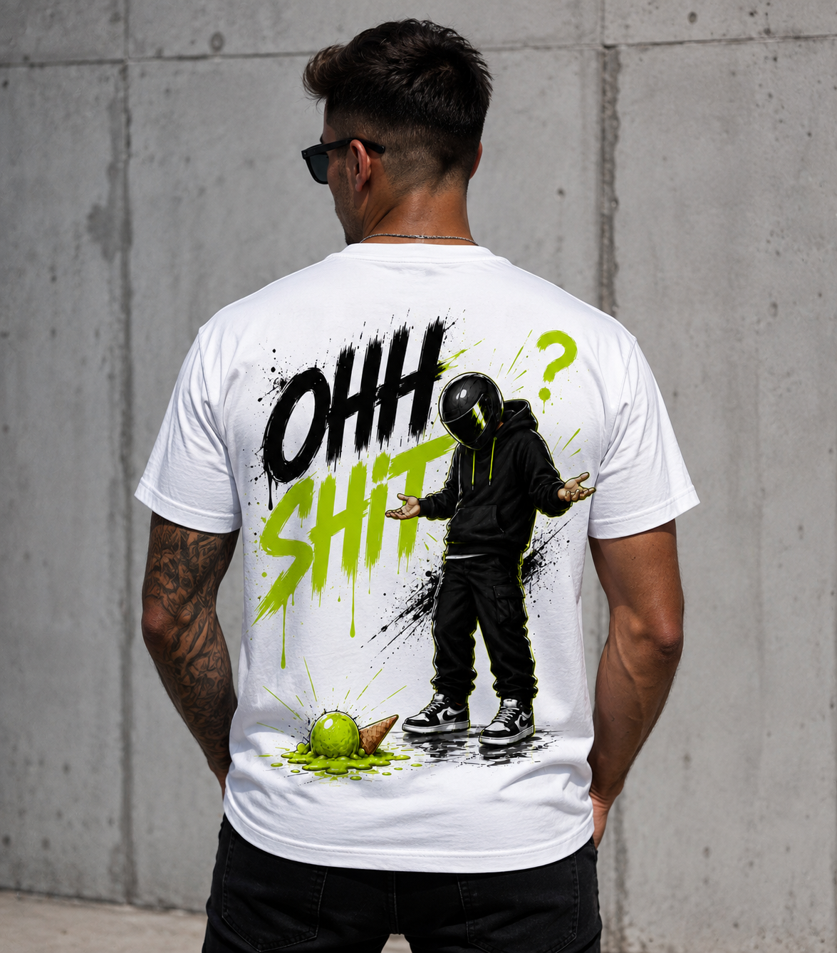 OHH SHIT – Fehér férfi póló egyedi mintával