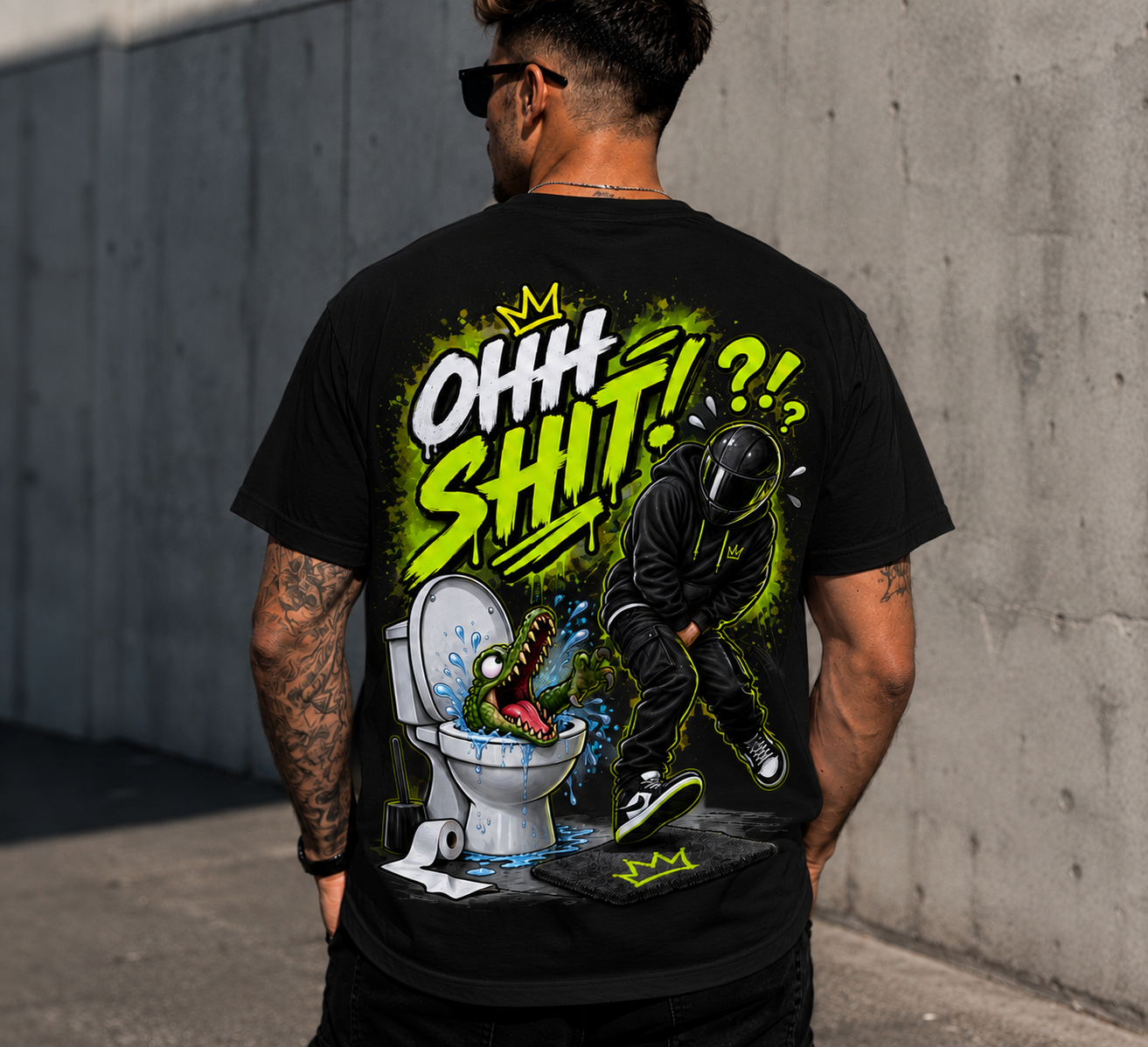 OHH SHIT! – Motoros férfi póló, fekete